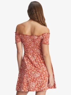 Roxy At The Same Time Off-The-Shoulder Dress -Helena Shop arjkd03268 roxyw cns7 bck1