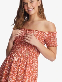 Roxy At The Same Time Off-The-Shoulder Dress -Helena Shop arjkd03268 roxyw cns7 dtl1