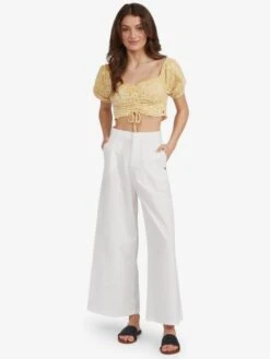 Roxy Flirty Walk Cropped Puff Sleeve Top -Helena Shop arjkt03346 roxyw yhv7 frt9