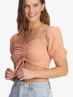 Roxy Flirty Walk Ruched Crop Top 9 Roxy Flirty Walk Ruched Crop Top -Helena Shop arjkt03393 roxyw ckl0 dtl1