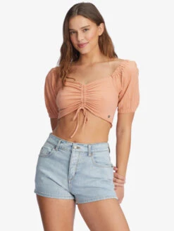Roxy Flirty Walk Ruched Crop Top