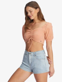 Roxy Flirty Walk Ruched Crop Top 8 Roxy Flirty Walk Ruched Crop Top -Helena Shop arjkt03393 roxyw ckl0 sd1