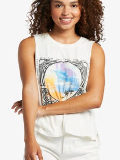 Roxy Throwback Sleeveless T-Shirt -Helena Shop arjzt07647 roxyw wbk0 frt3