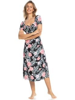 Roxy Canyon Moon Short Sleeve Midi Dress -Helena Shop erjwd03640 roxyw kvj5 frt9