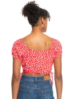 Roxy Dear Amor Printed Short Sleeve Crop Top -Helena Shop erjwt03535 roxyw rmz7 bck1