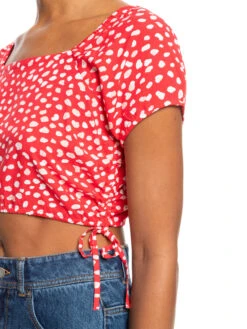Roxy Dear Amor Printed Short Sleeve Crop Top -Helena Shop erjwt03535 roxyw rmz7 frt3